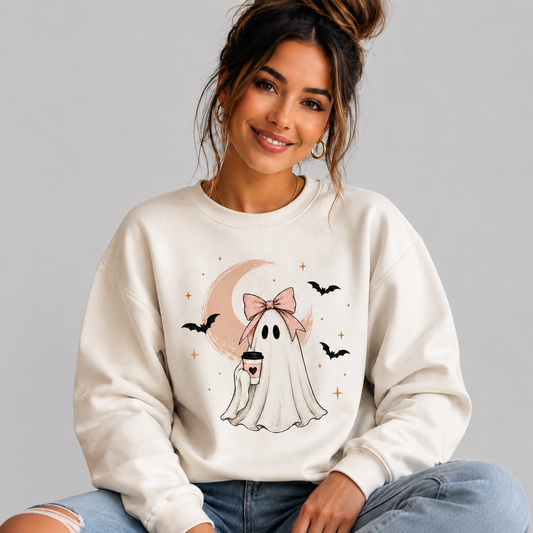 Cozy Halloween Ghost Coffee Crewneck
