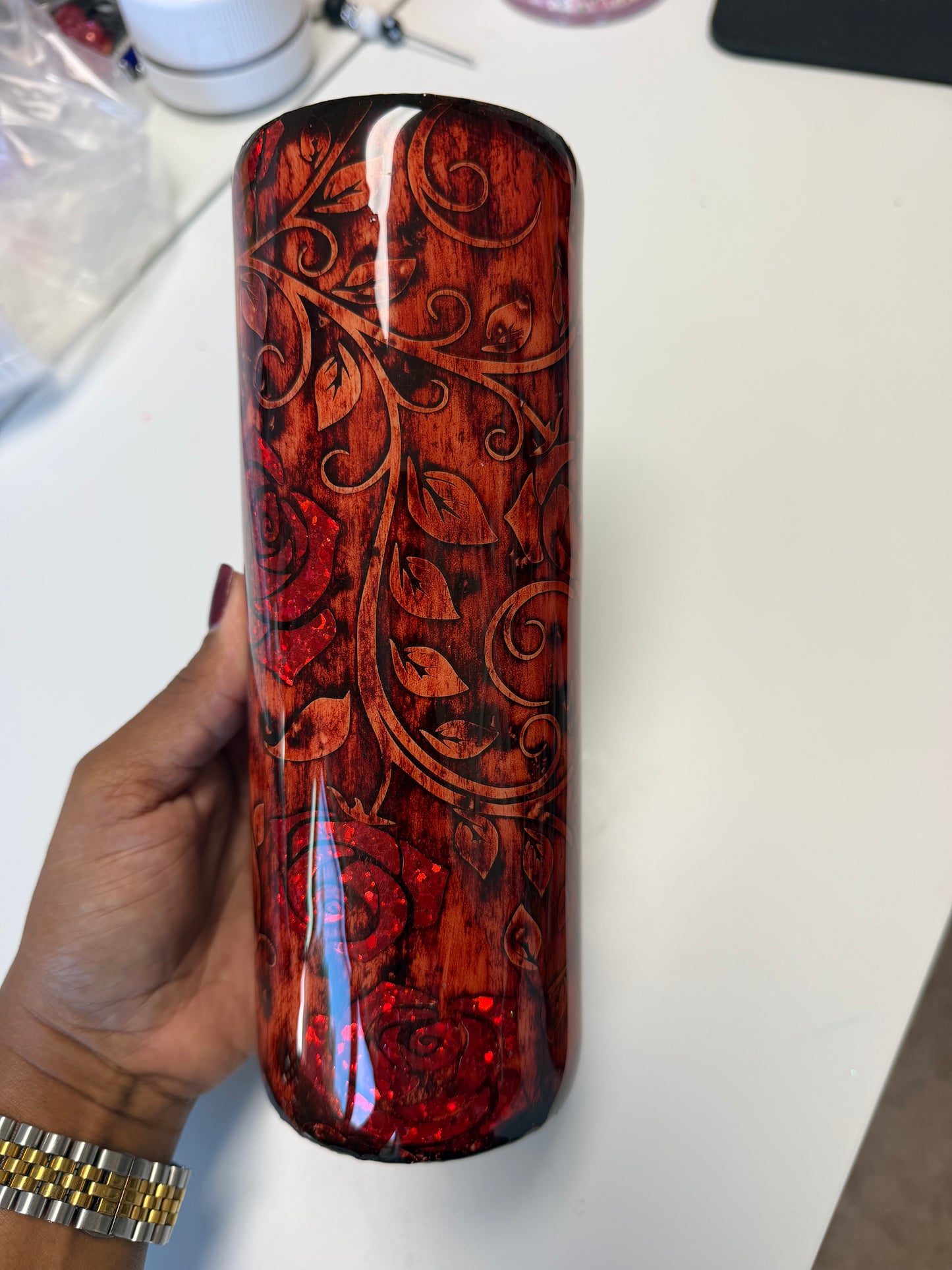 Crimson Tumbler - Red Roses